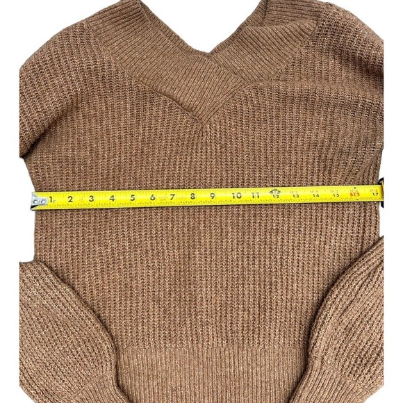 Pink Rose - Women's Brown Sweater Top Long Sleeve V-neck Loose Knit Size Medium - Picture 4 of 7
